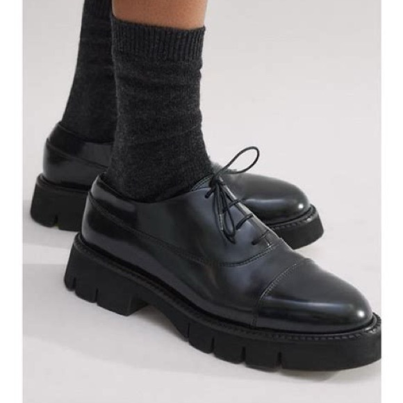 ME+EM Shoes - ME+EM Chunky Lace-Up Derby Black Leather Sz 10-10.5 Exc Cond